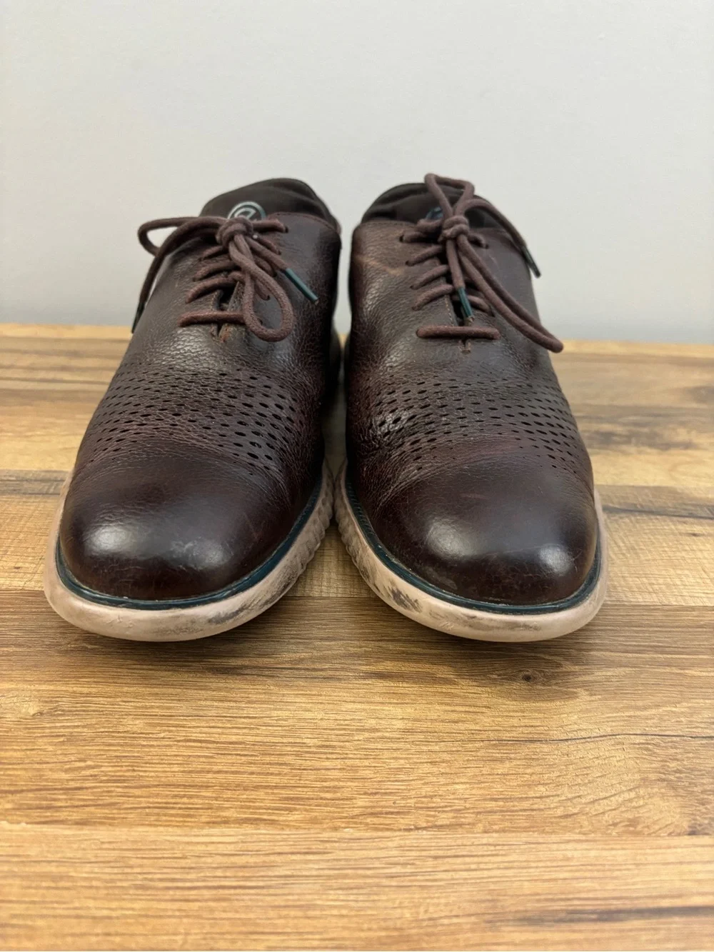 Cole Haan 2.ZEROGRAND Leather Laser Wingtip Oxfords Dark Brown Men's
